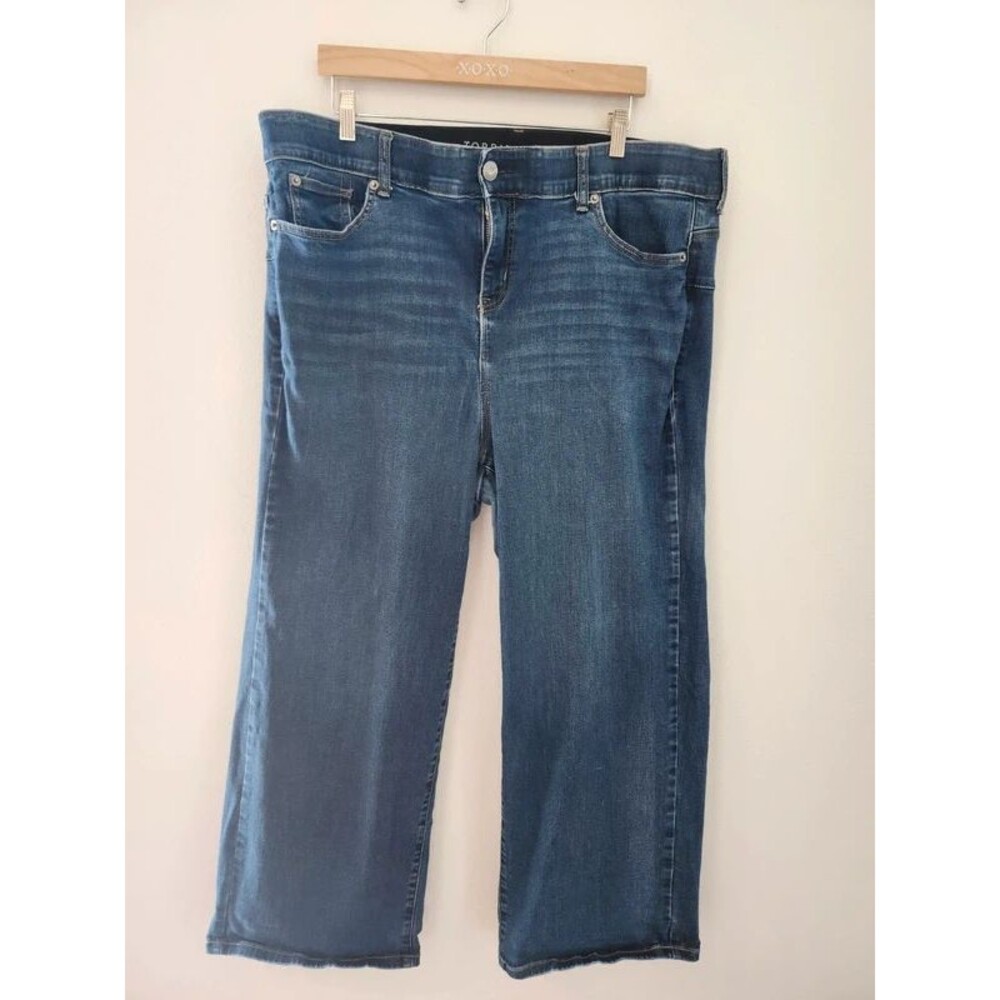 Torrid Bombshell Wide Leg Blue Denim Jeans Womens Plus Stretch 5-Pocket sz 20s